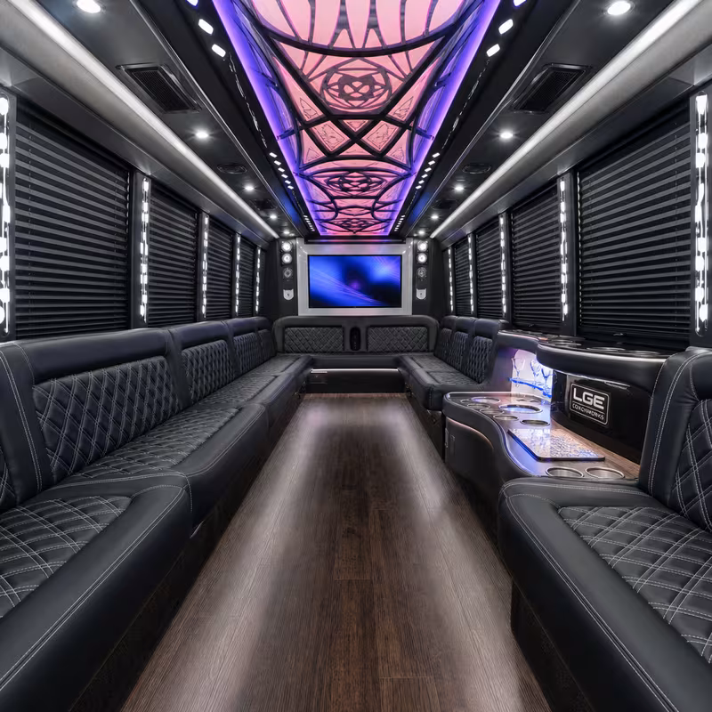 15 Passenger Party Bus Interior