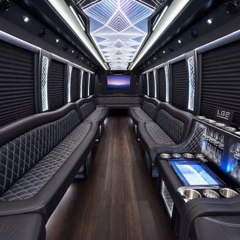 18 Passenger Party Bus Inside