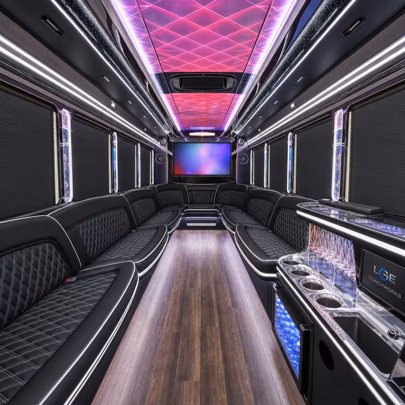 18 Passenger Party Bus Interior