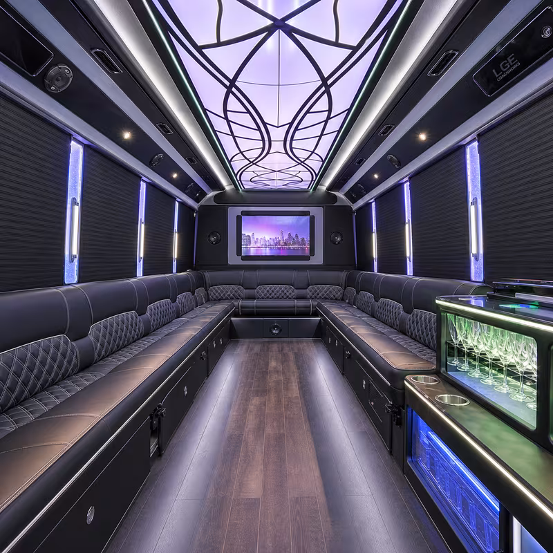 20 Passenger Party Bus Inside