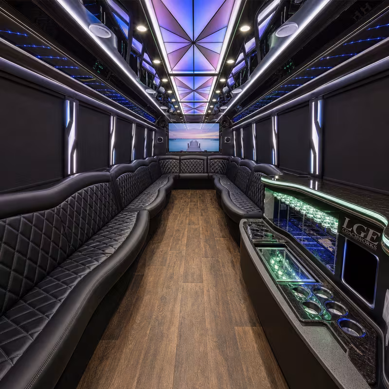 20 Passenger Party Bus Interior