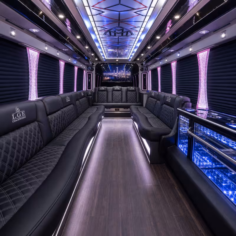 25 Passenger Party Bus Interior
