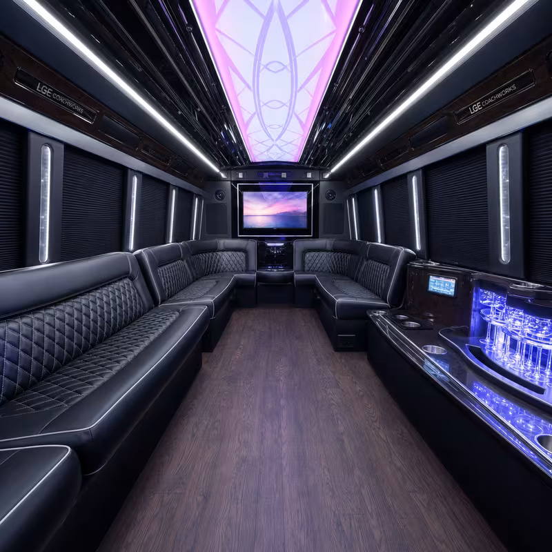 28 Passenger Party Bus Interior