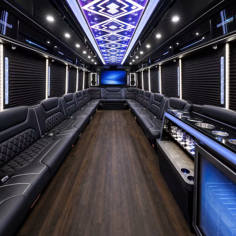 50 Passenger Party Bus Inside