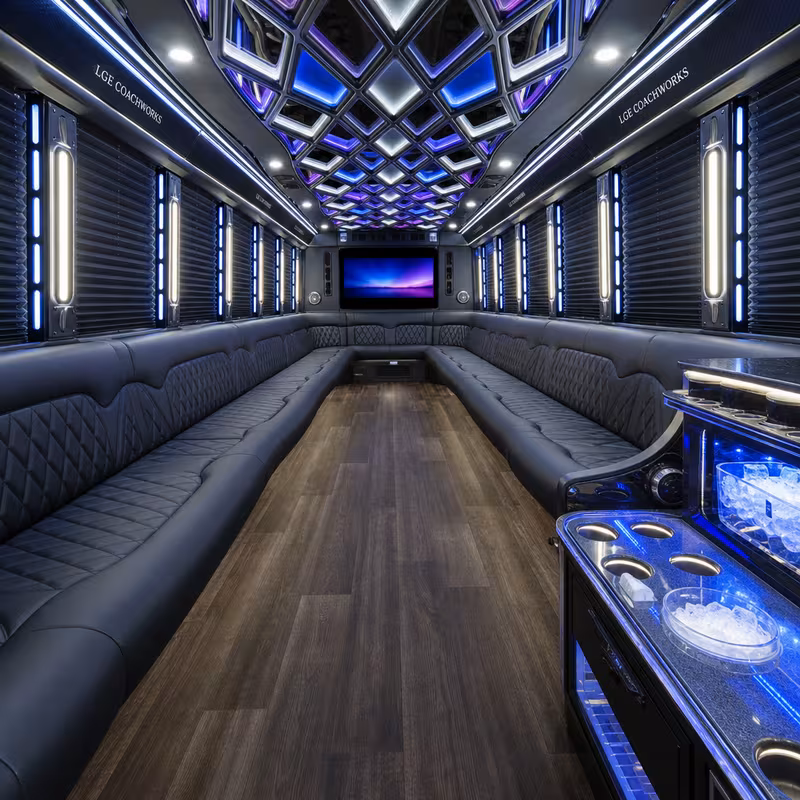 50 Passenger Party Bus Interior