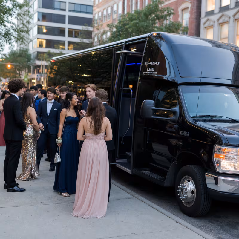 Passengers loading luggage while boarding an Raleigh group shuttle