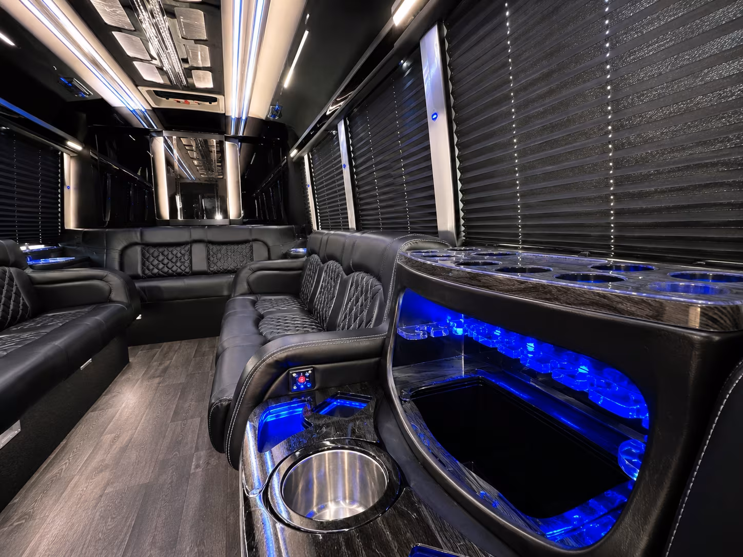 Raleigh Sporting Event Transportation party bus interior