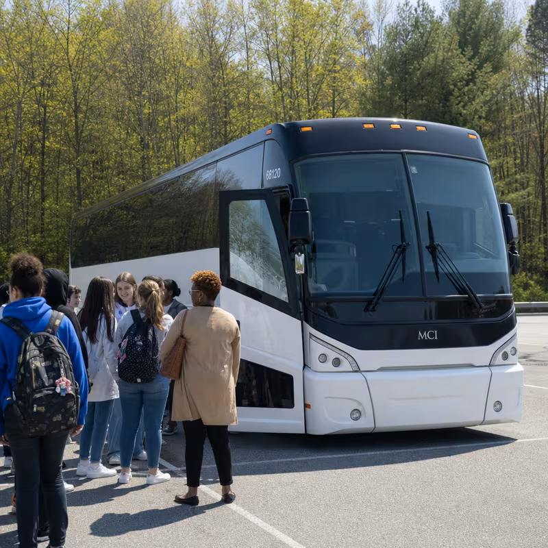 Black Mercedes Sprinter van staged for an Raleigh School Transportation group