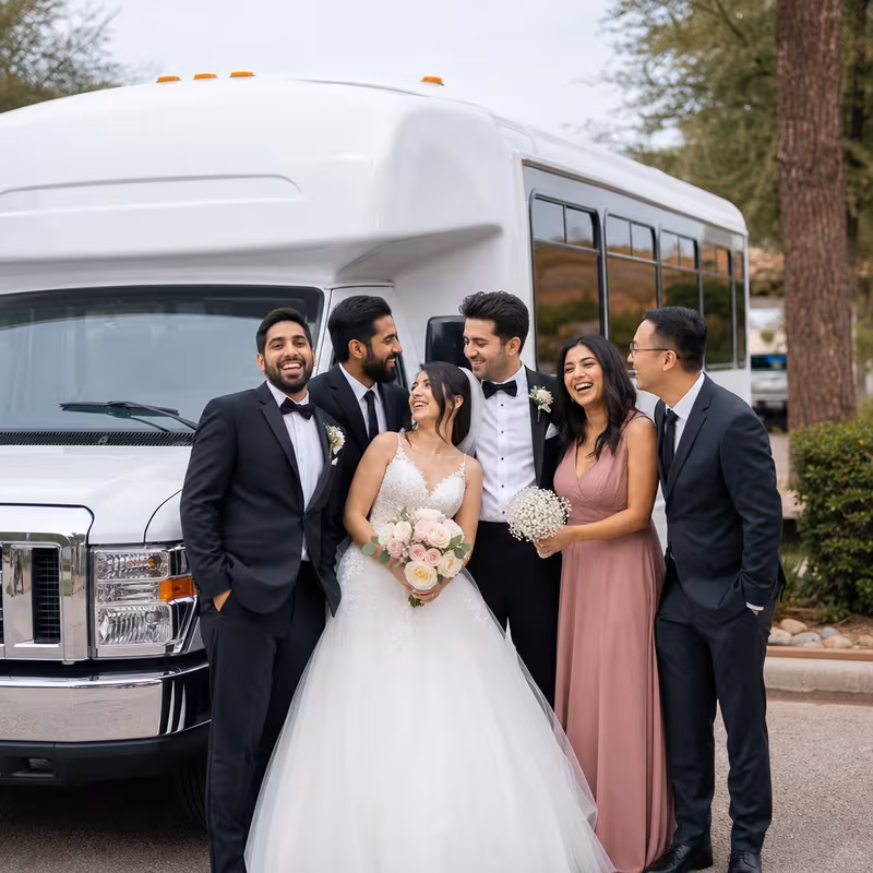 Passengers loading luggage while boarding an Raleigh group shuttle