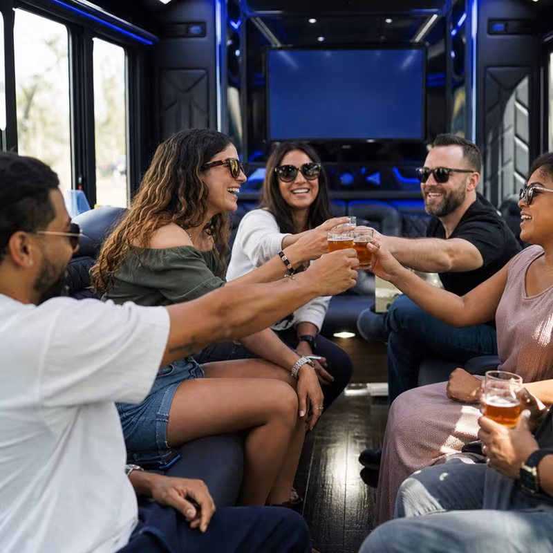 Black Mercedes Sprinter van staged for an Raleigh Winery & Brewery Tour Transportation group